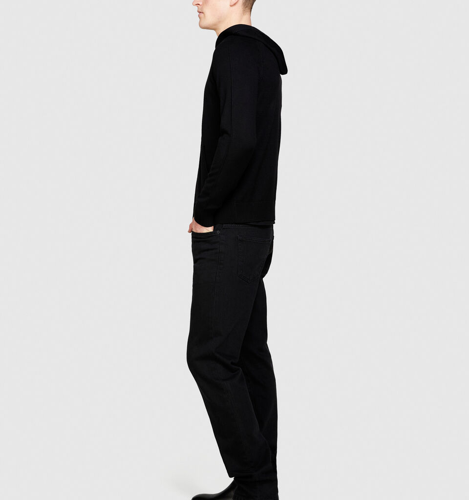 Knit sweatshirt with zip and hood - men's sweatshirts - Black | Sisley image number 2
